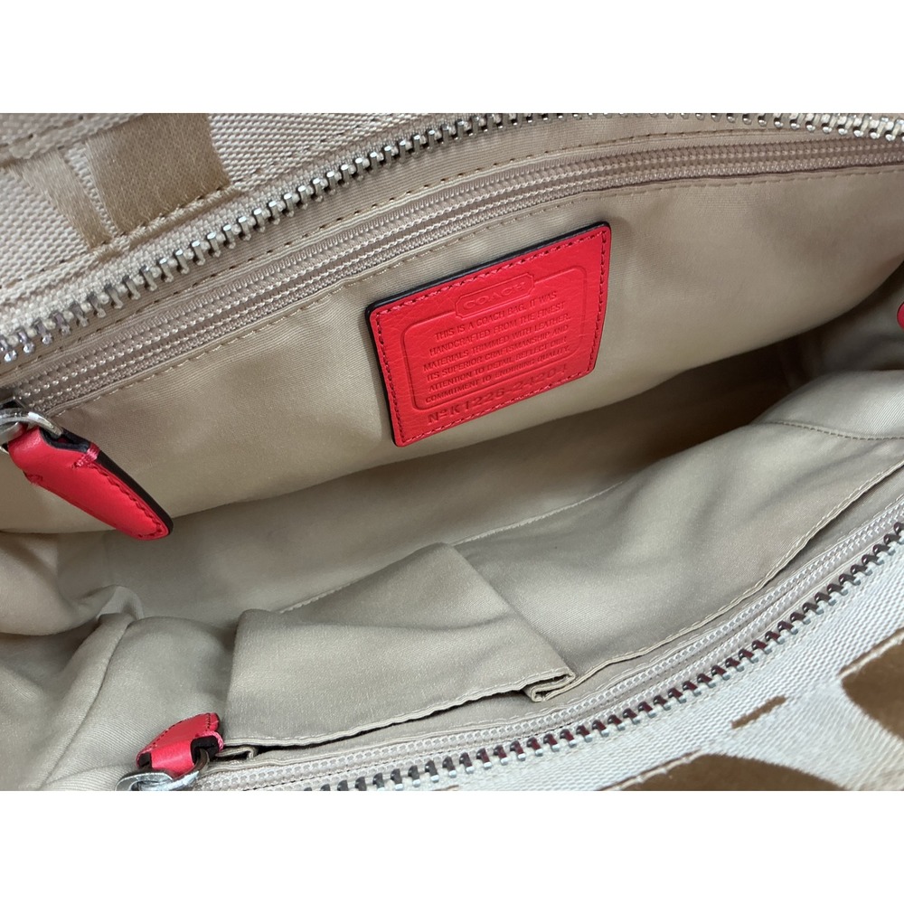 Coach 24204 Signature Tote Red Leather Trim Tassel Charm Excellent Condition - Picture 12 of 12